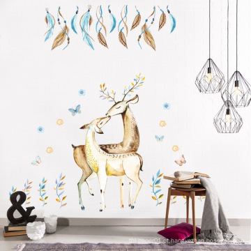 Myway 60 * 90 cm Stock Decoração de Casa Sala de estar Crianças kids room Decalques Animais Mural Pvc Vinyl Elk Adesivos De Parede